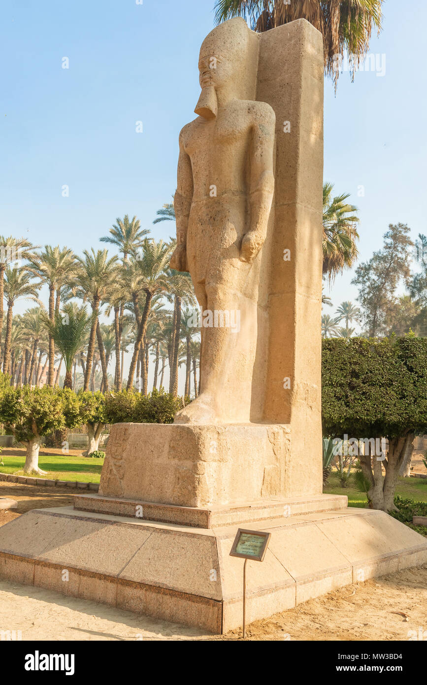 Standing statue of Ramses II in open air museum of Memphis, Egypt Stock