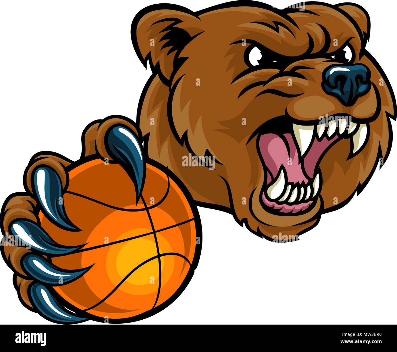 Bear Holding Basketball Ball Stock Vector