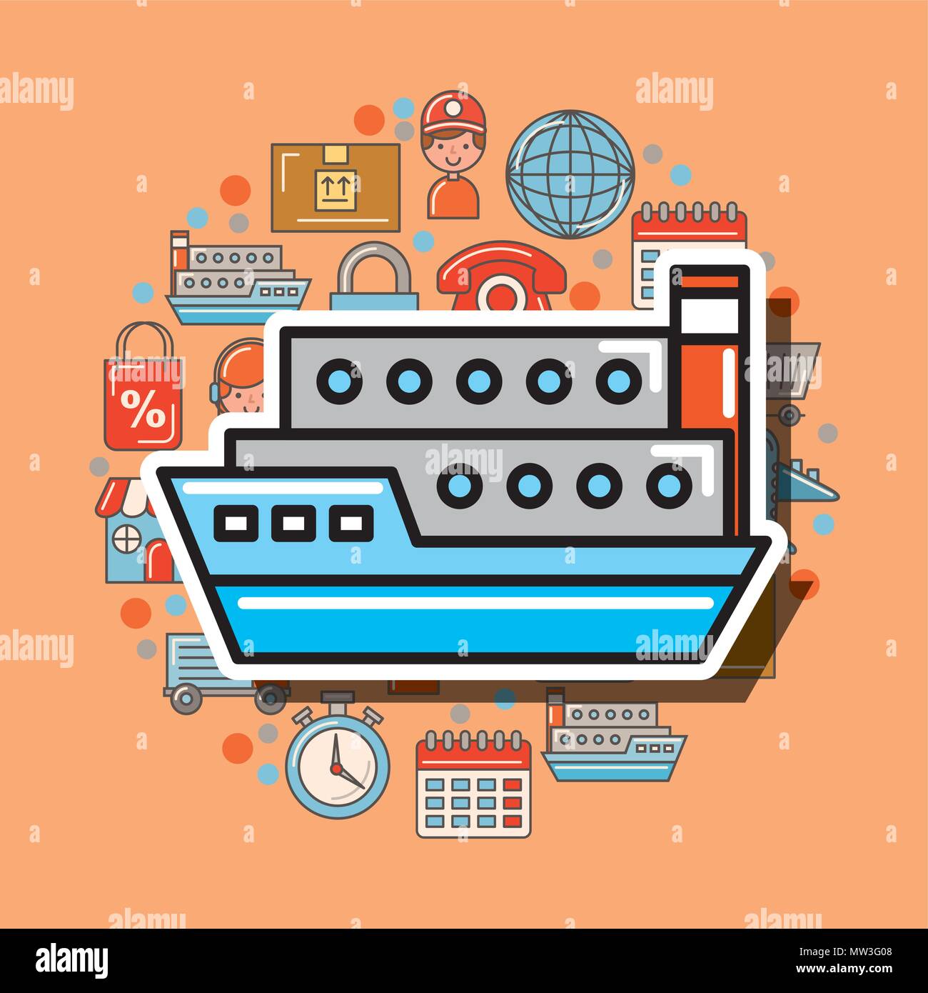 container ship cargo logistic and delivery Stock Vector Image & Art - Alamy