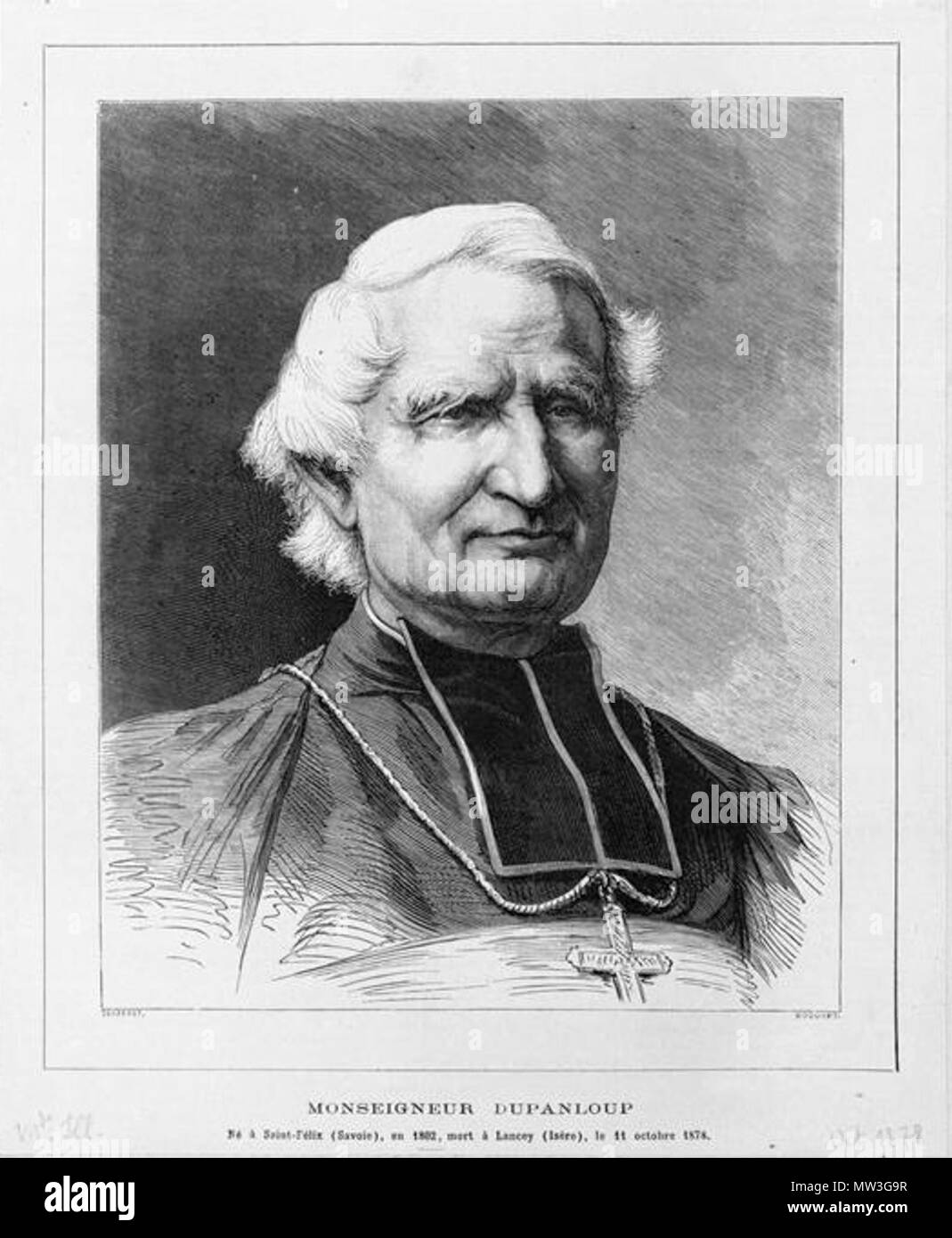 . Français : Monseigneur Felix Dupanloup, évêque d'Orléans (1802-1878) . 1878. E. Bocourt, Toureau 414 Mgr Dupanloup Stock Photo