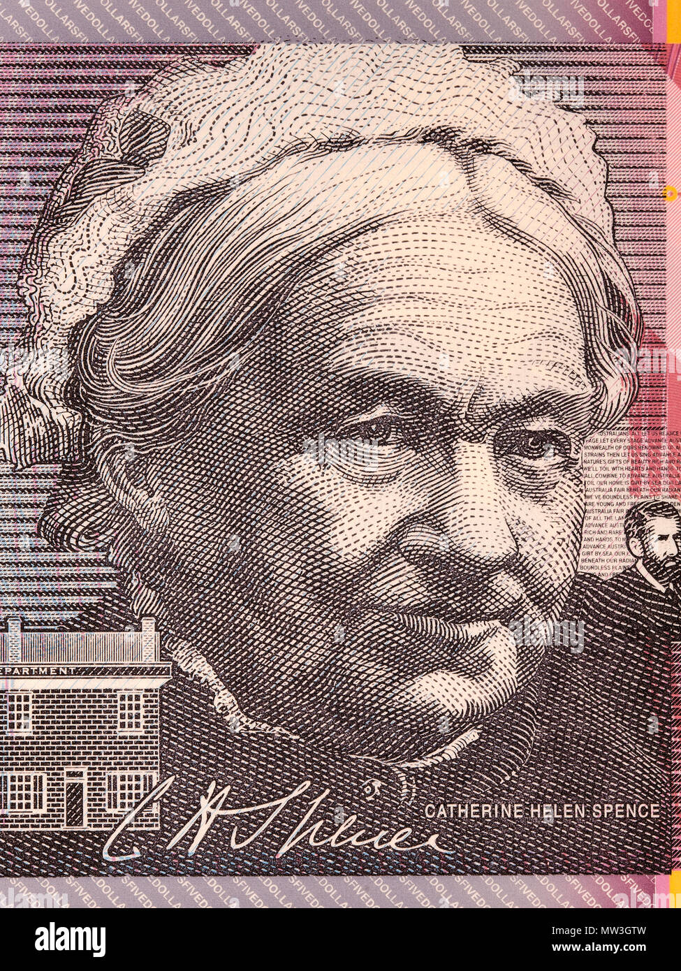 Catherine Helen Spence portrait from Australian money Stock Photo - Alamy