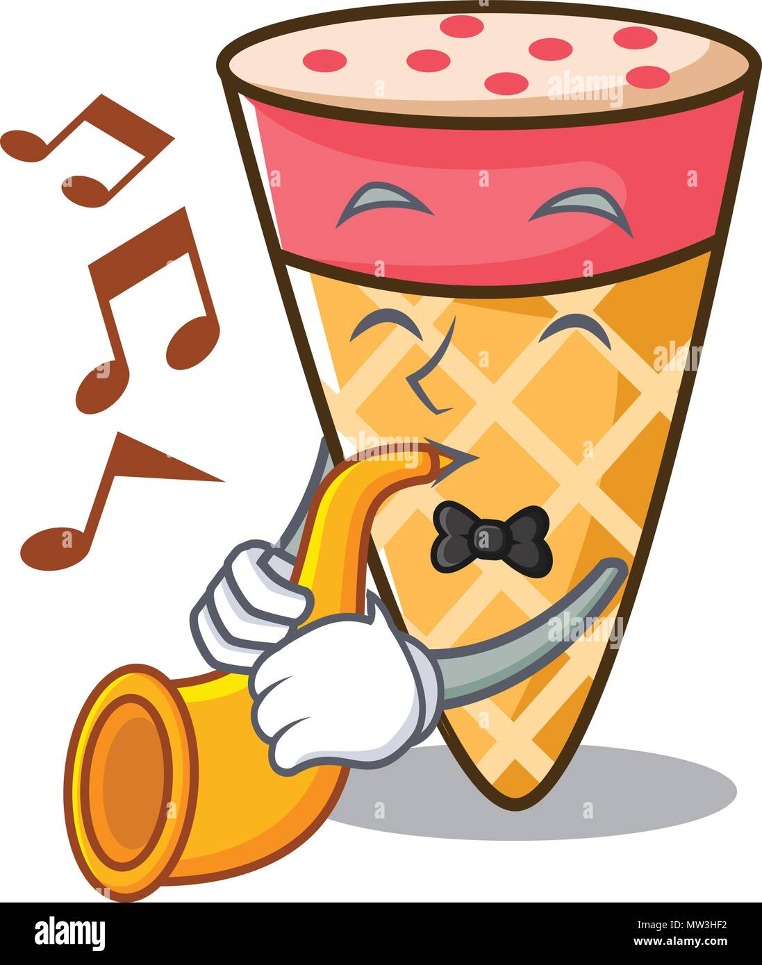 With trumpet ice cream tone mascot cartoon Stock Vector