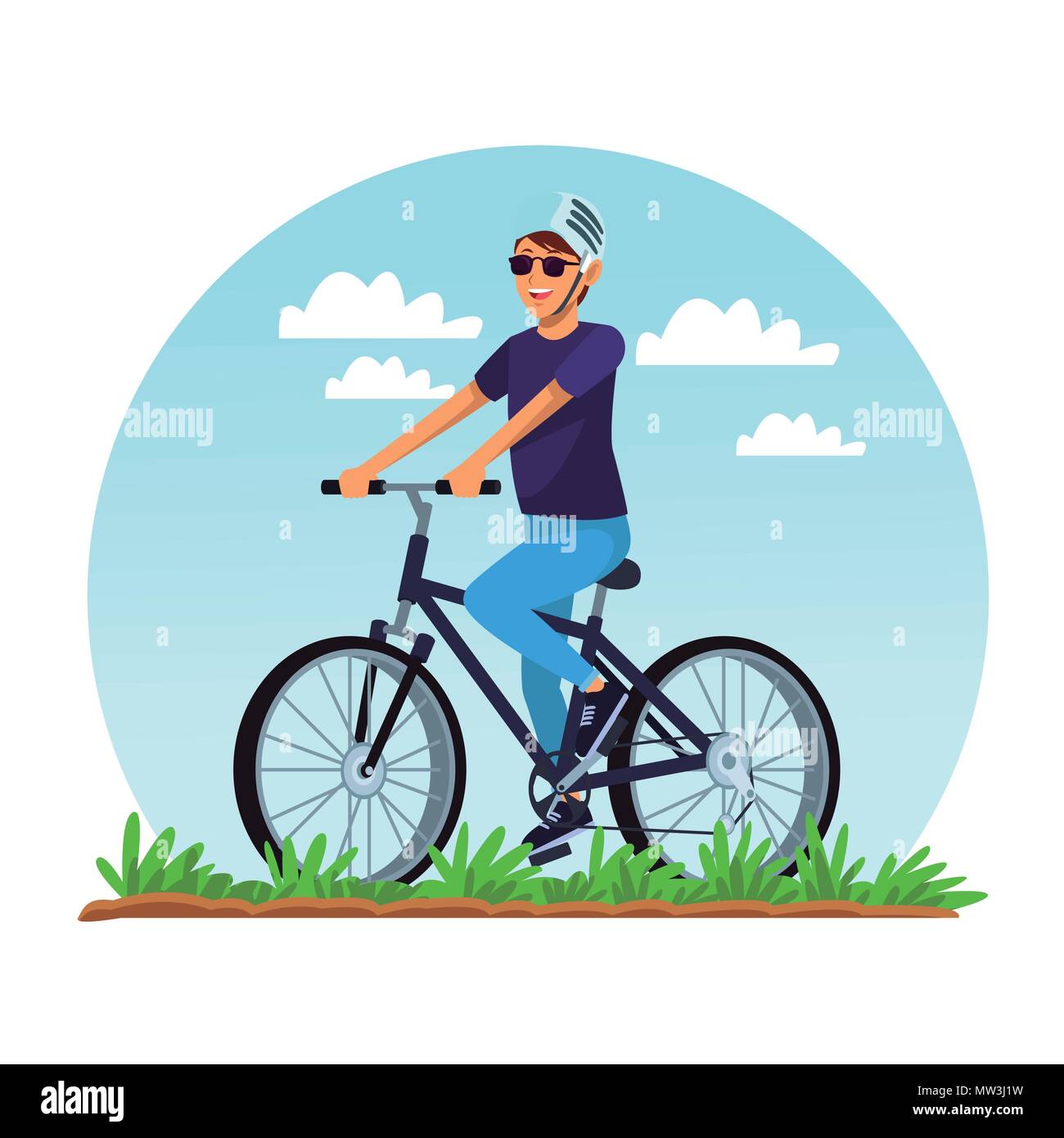Young man with bike Stock Vector Image & Art - Alamy