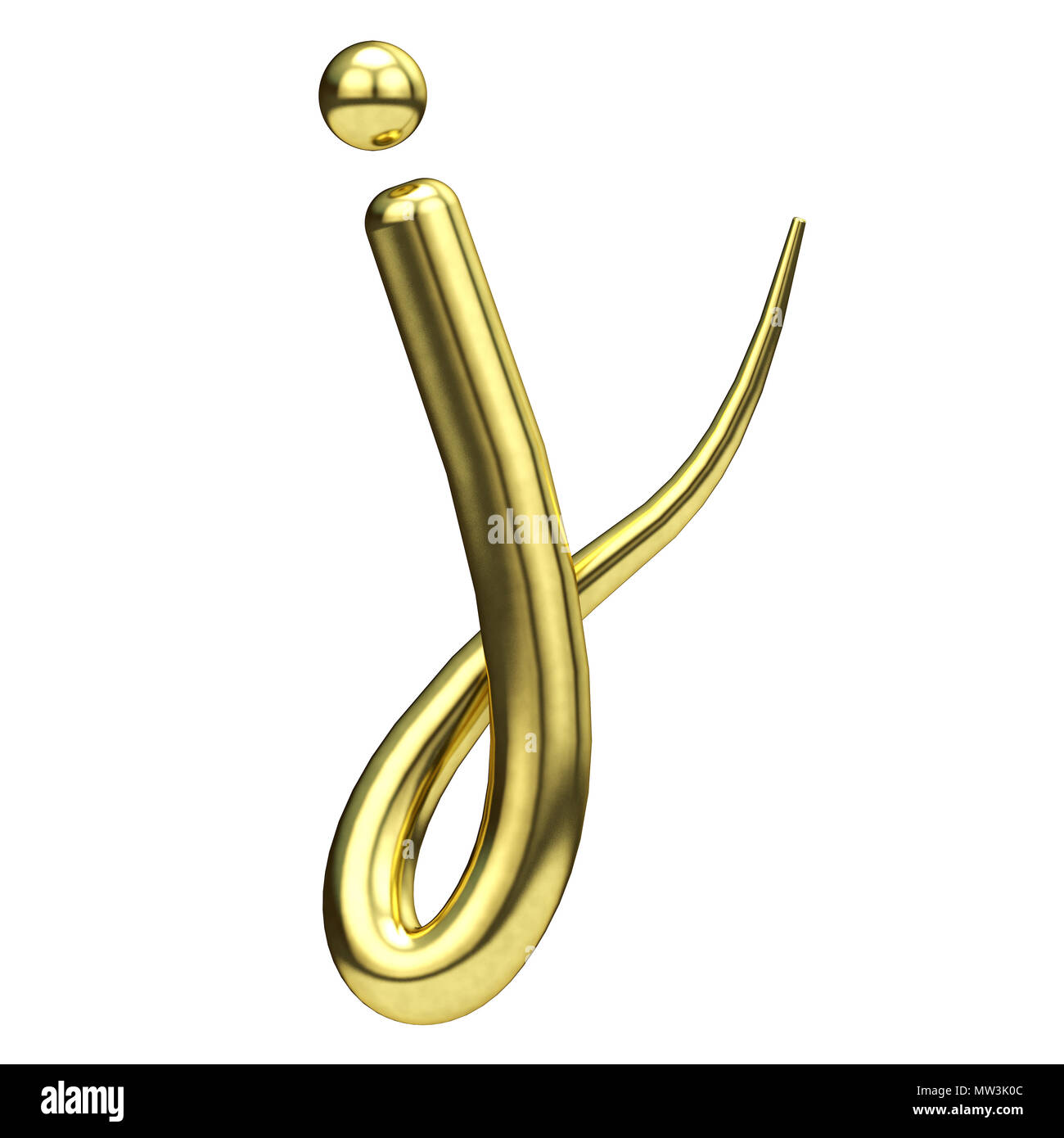 Letter J gold handwritten script font. 3D Rendering Stock Photo - Alamy
