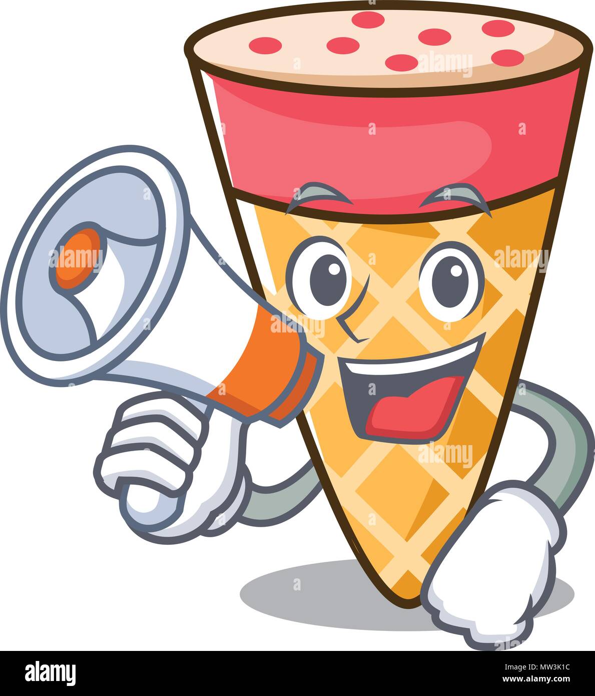 With megaphone ice cream tone character cartoon Stock Vector