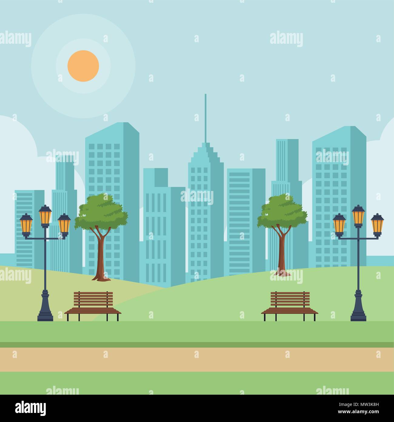 Empty city park scenery Stock Vector Image & Art - Alamy