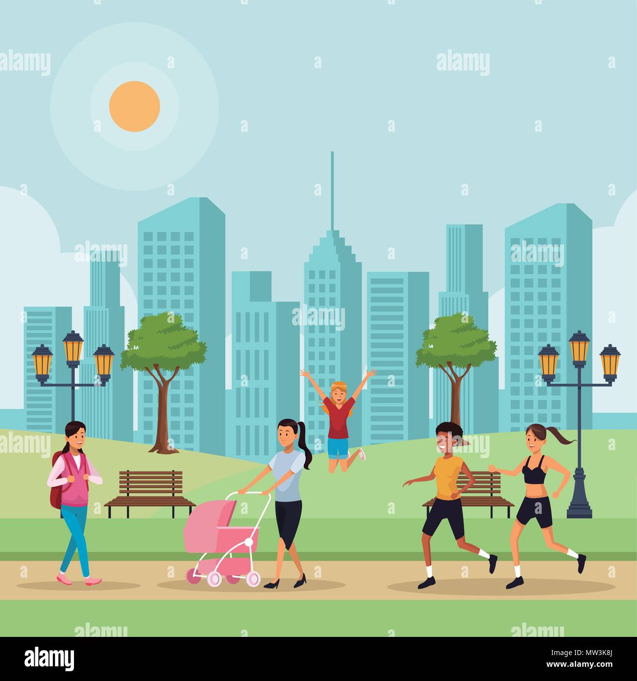 People in the park scenery Stock Vector Image & Art - Alamy
