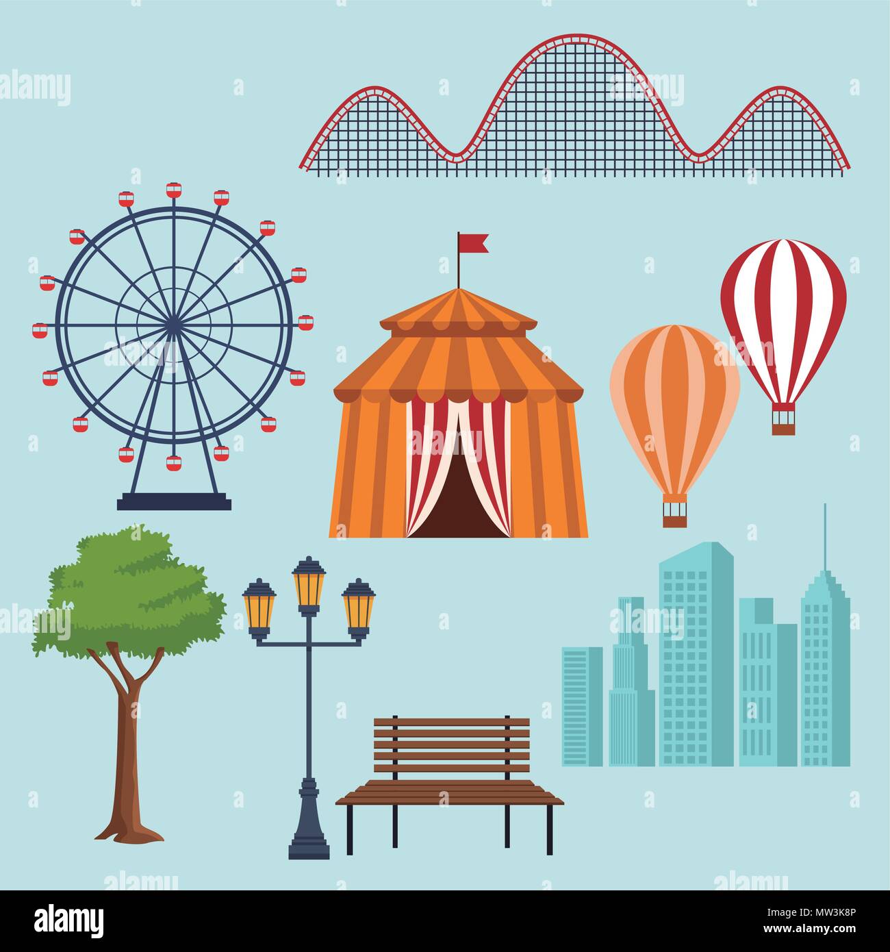 Set of amusement park elements Stock Vector Image & Art Alamy