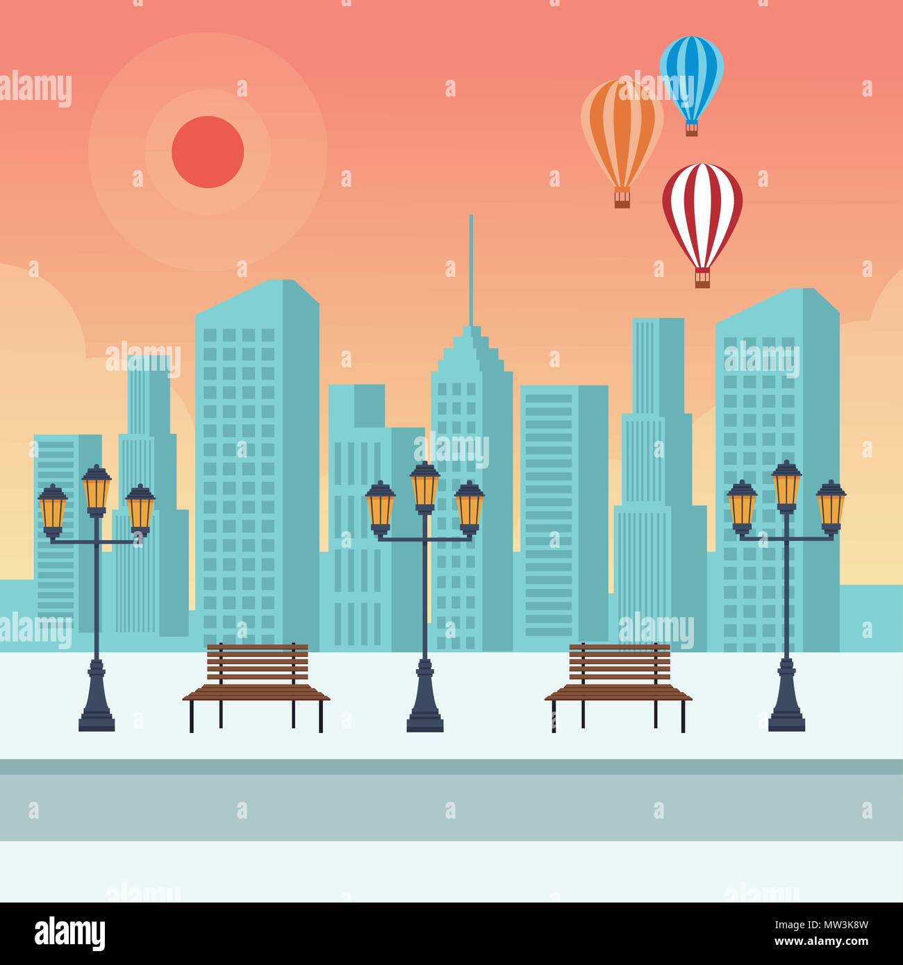 Empty city park scenery Stock Vector Image & Art - Alamy