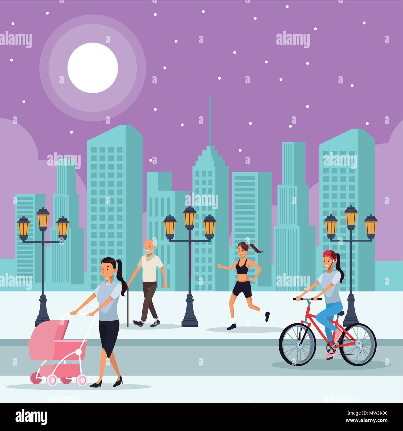 People in the park scenery Stock Vector Image & Art - Alamy
