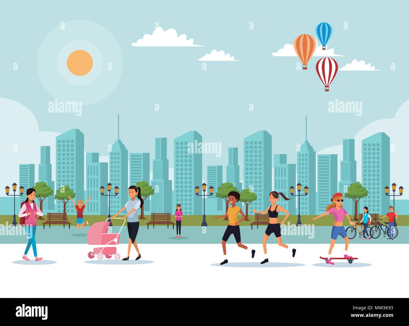 People in the park scenery Stock Vector Image & Art - Alamy