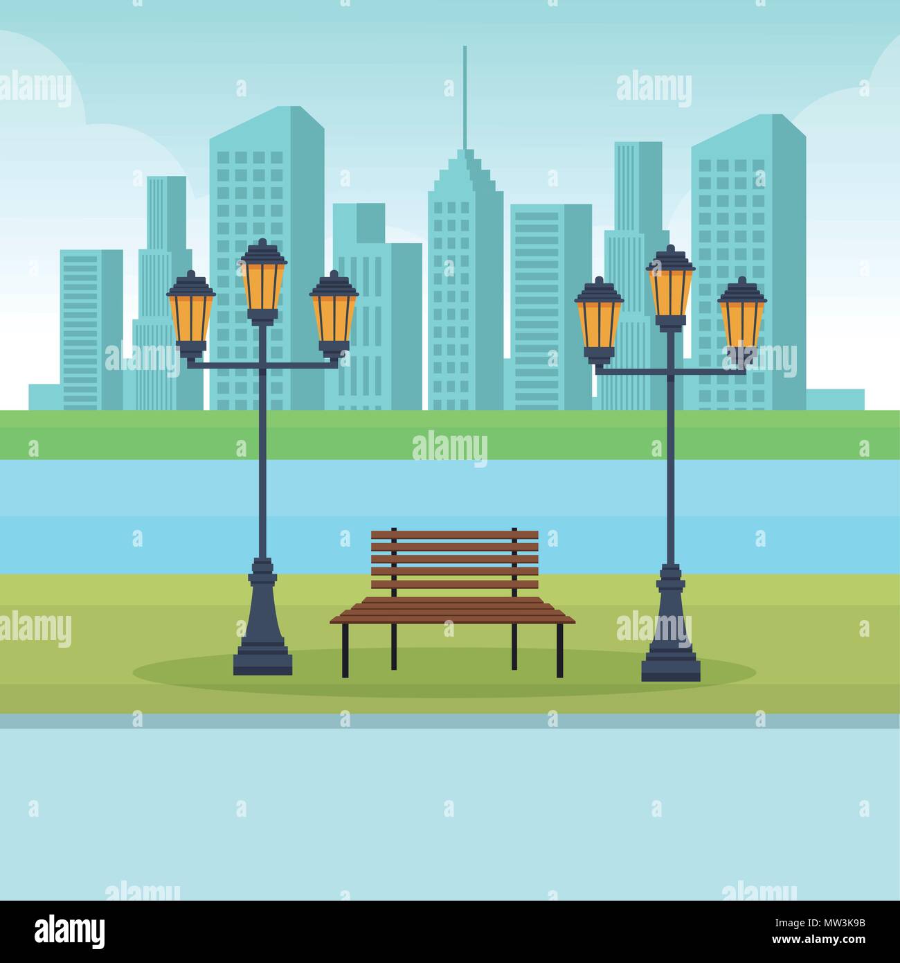 Empty city park scenery Stock Vector Image & Art - Alamy