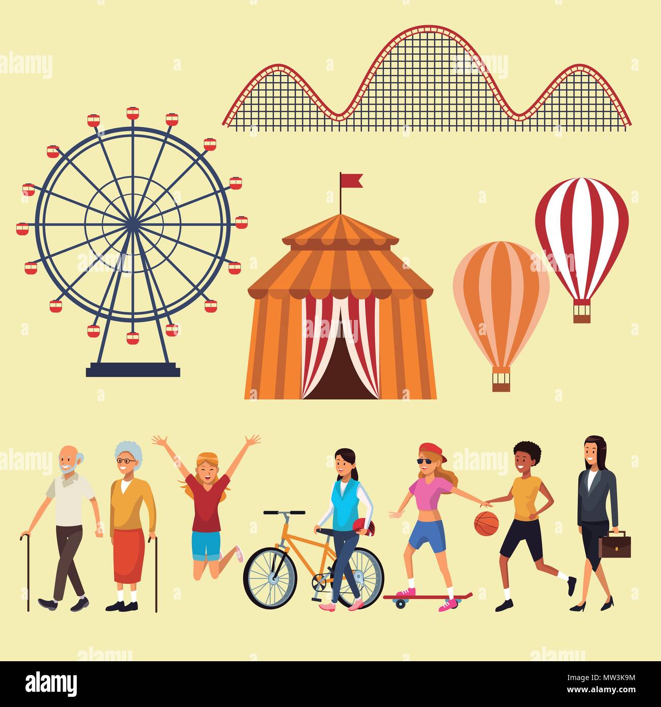 Set of amusement park elements Stock Vector Image & Art Alamy