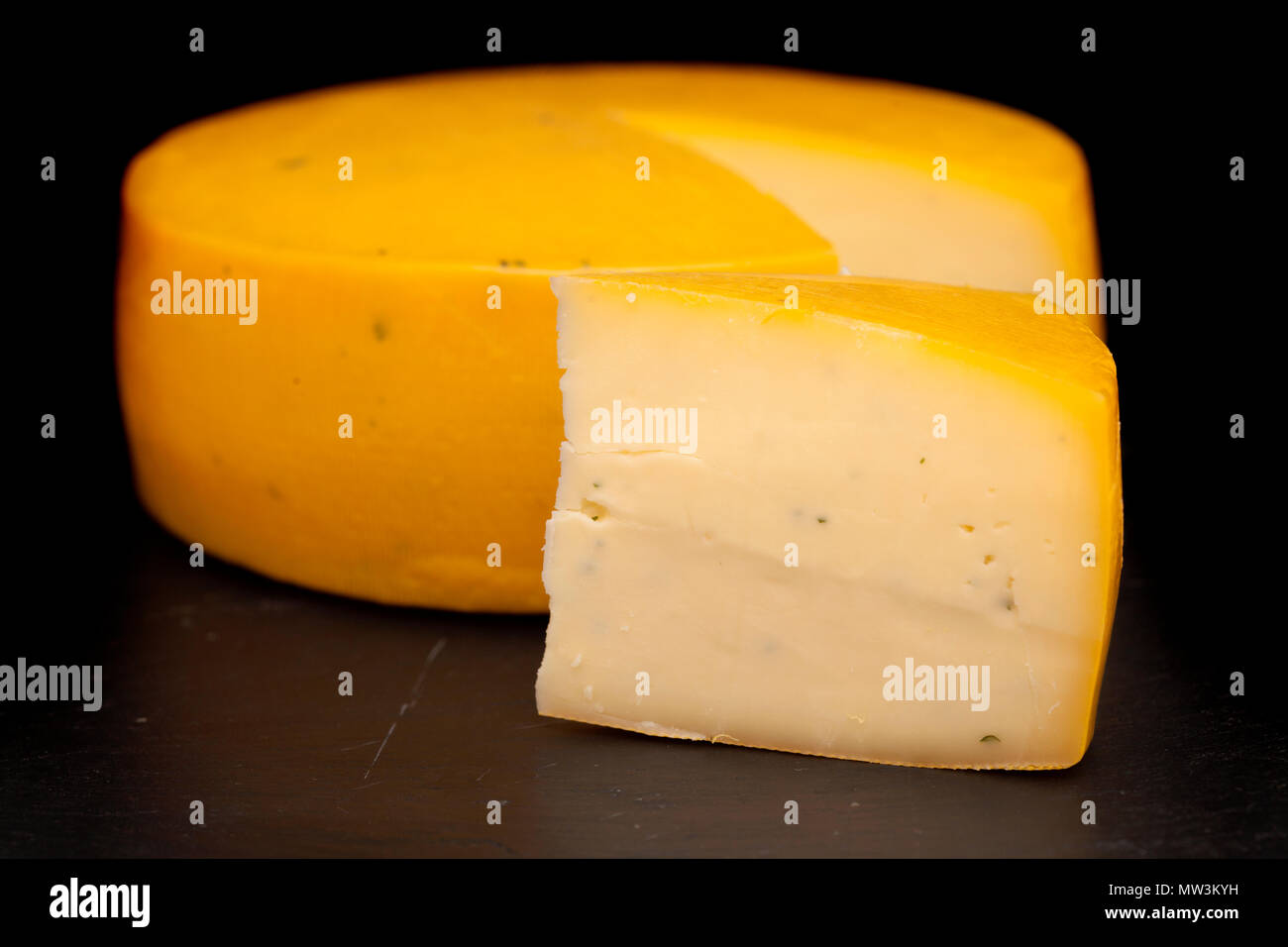 full wheel of semihard cheese from Azores, Portugal Stock Photo Alamy