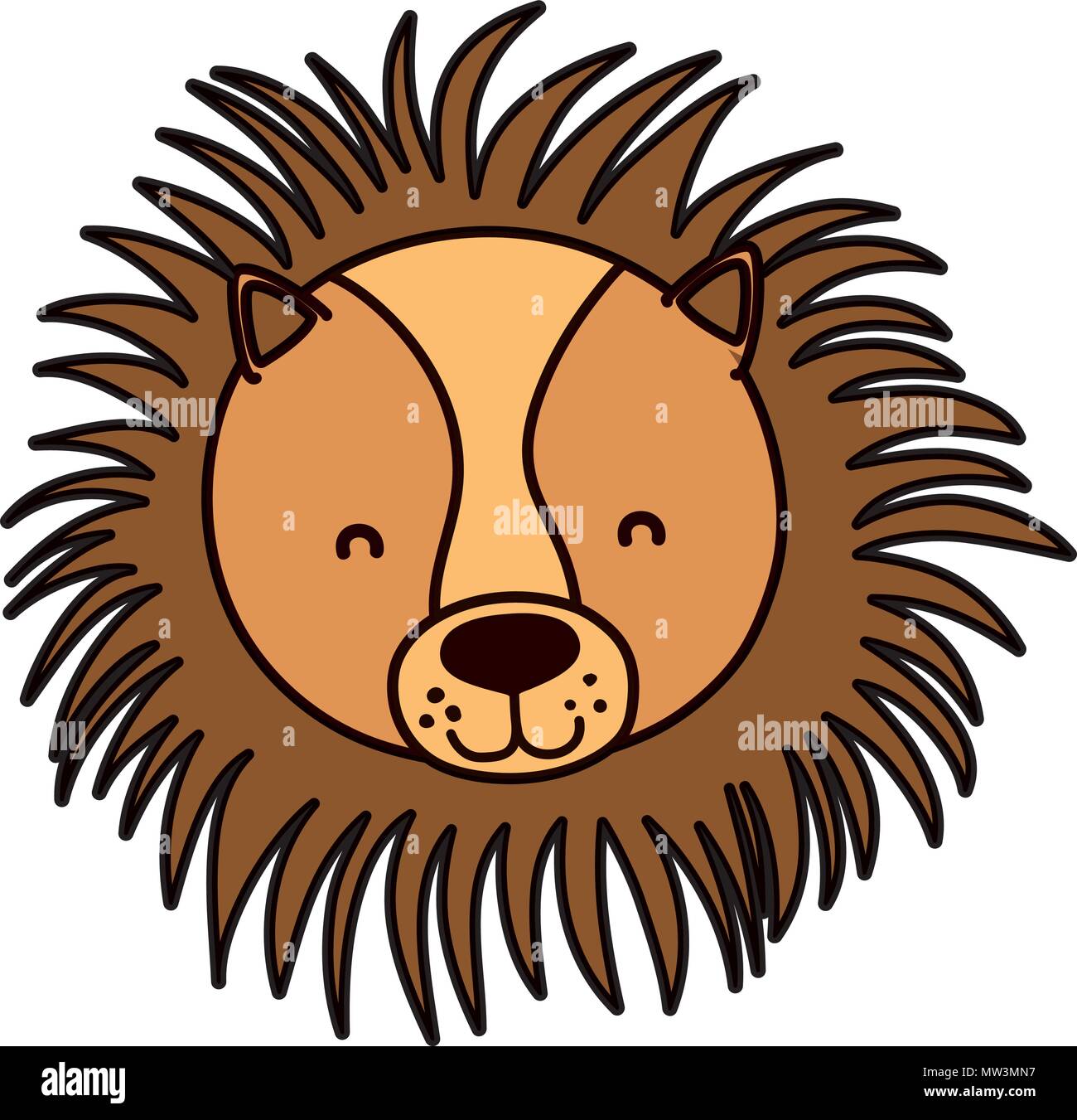 color adorable lion head wild animal Stock Vector Image & Art - Alamy