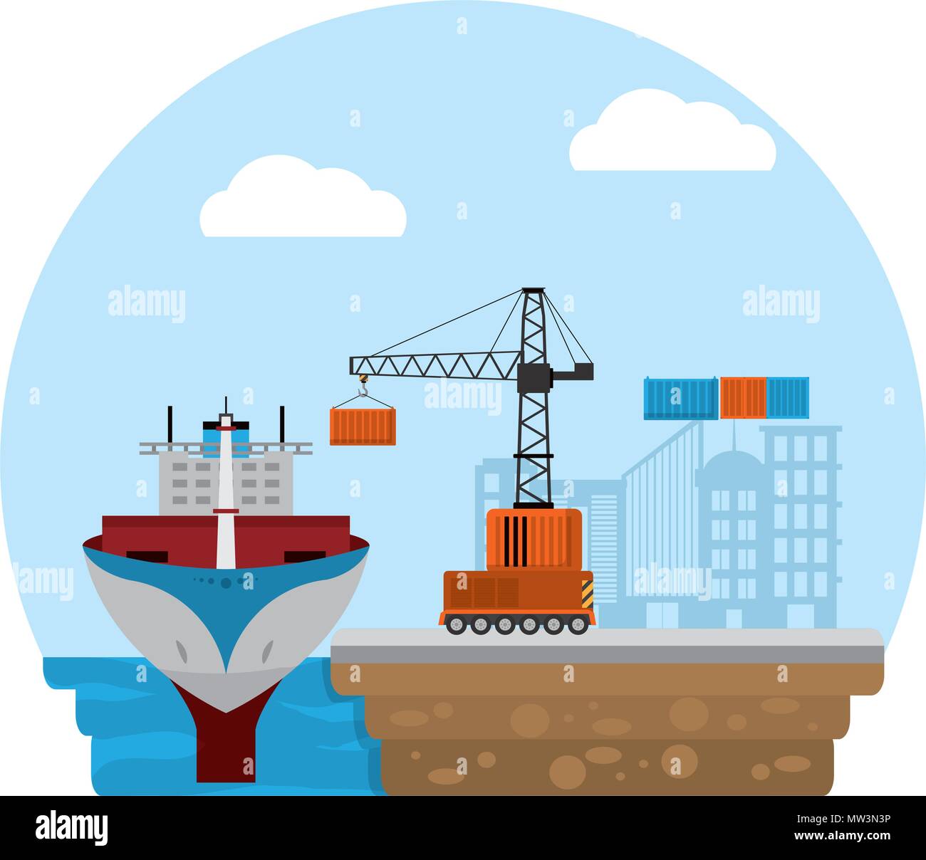 ship transport and crane with container cargo Stock Vector Image & Art ...