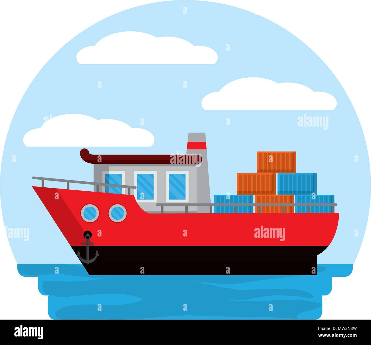 side ship transport with containers cargo Stock Vector Image & Art - Alamy