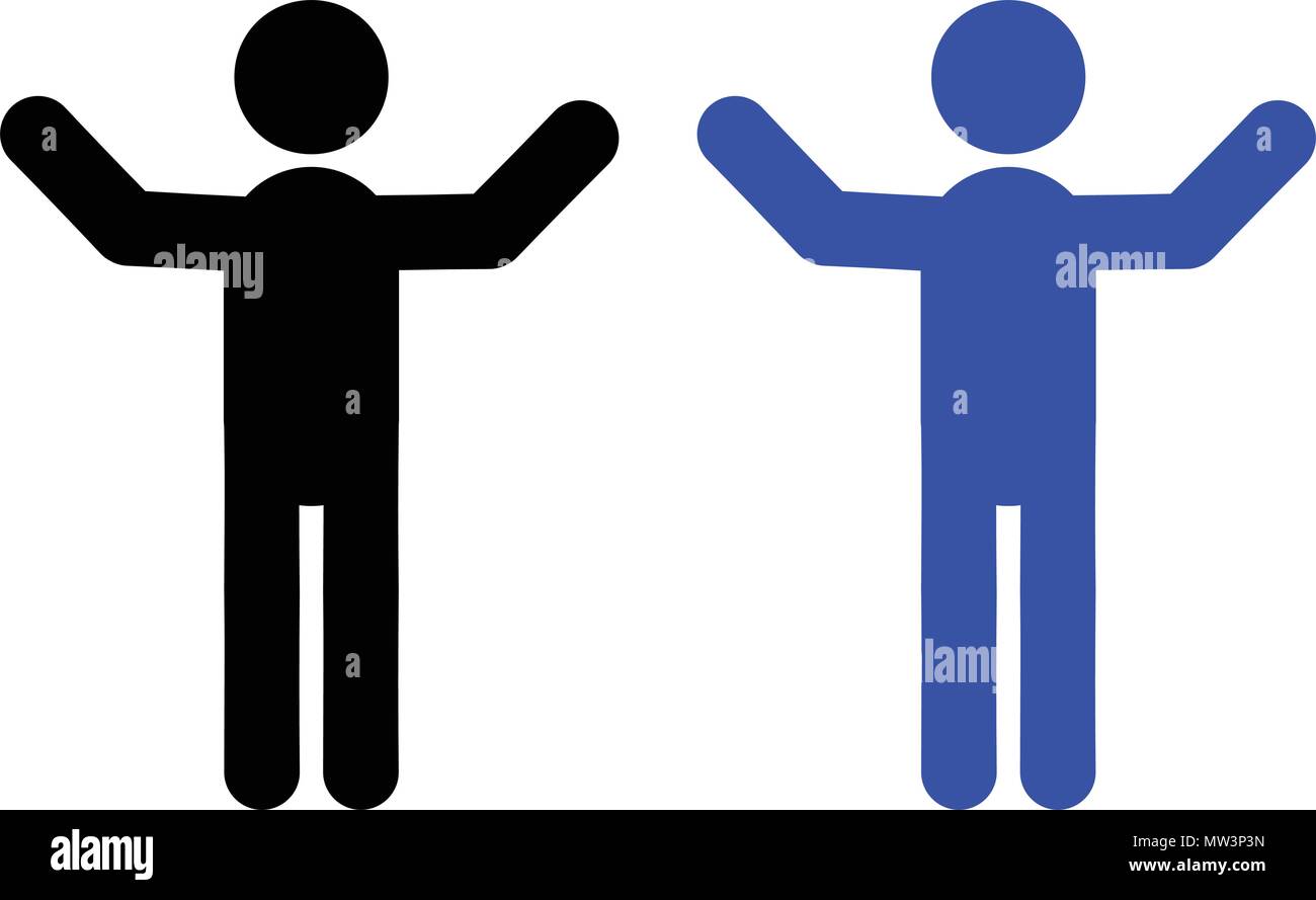 Man with a raised hand icon, isolated on white background Stock Vector ...