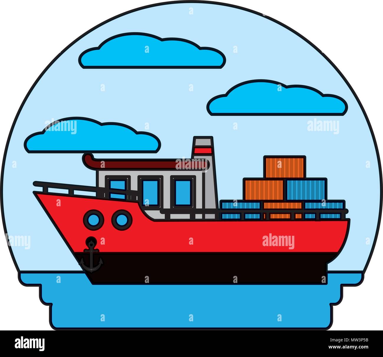 color side ship transport with containers cargo Stock Vector Image ...