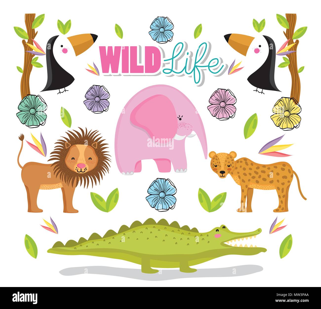 Wildlife cute animals Stock Vector Image & Art - Alamy