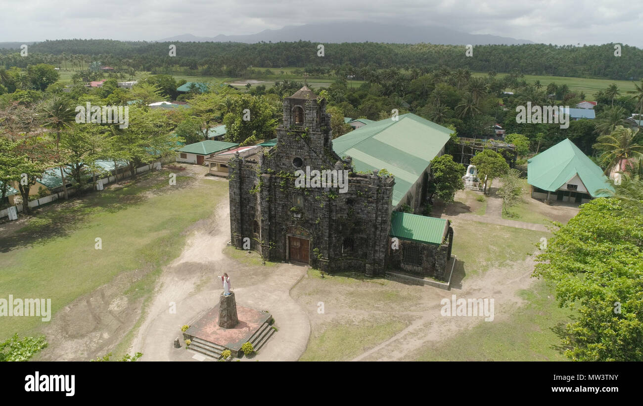 Old, ancient St Joseph church in the city of Barcelona, Sorsogon, Philippines. Church in the Spanish style. Stock Photo