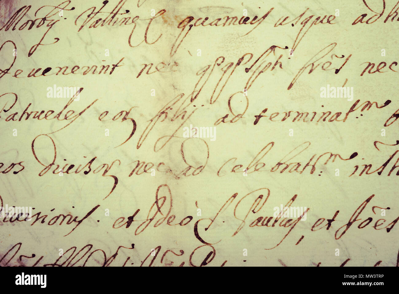 old vintage manuscript writing in cursive Stock Photo - Alamy