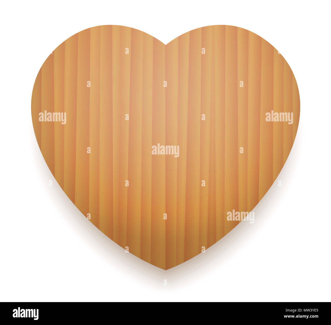 Wooden heart - wood textured 3d illustration on white background Stock