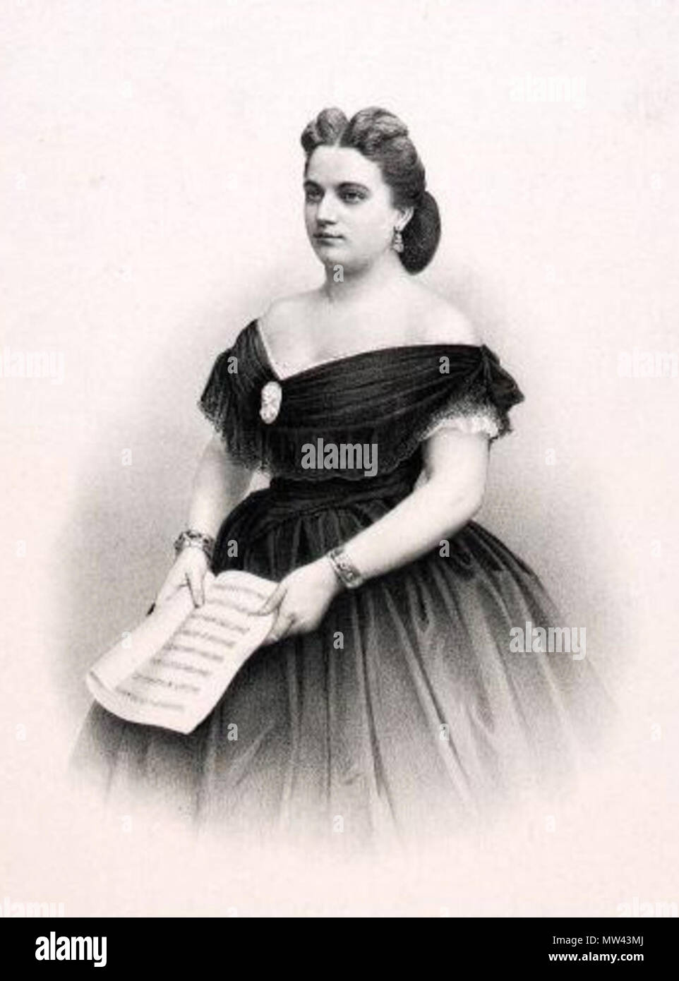 . English: Marie Sasse, Belgian operatic soprano . circa 1860. Unknown 398 Marie Sasse - Gallica2 Stock Photo