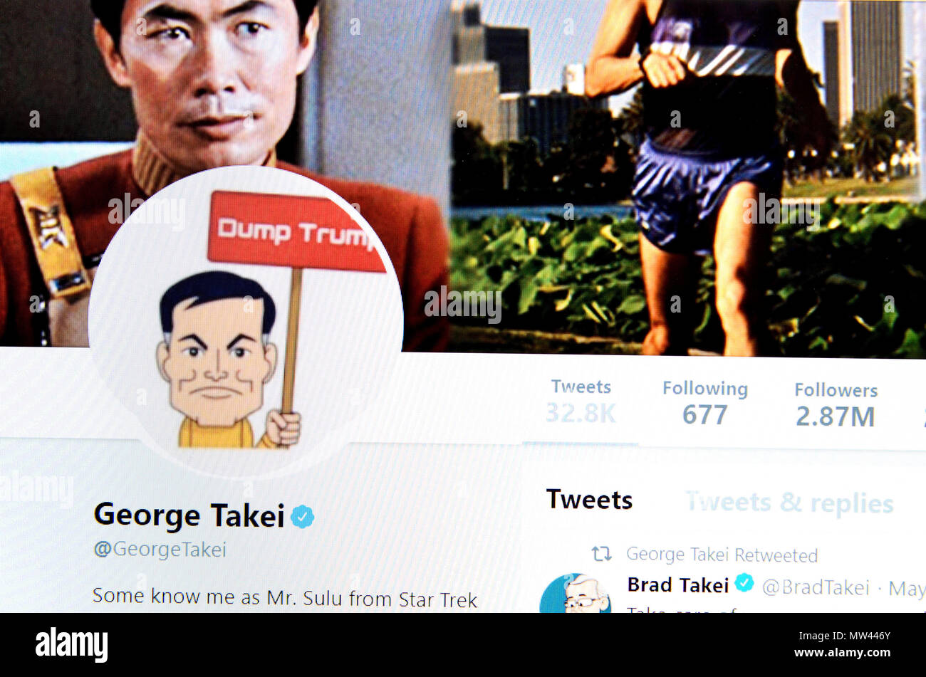 George Takei's Twitter page (2018) Stock Photo
