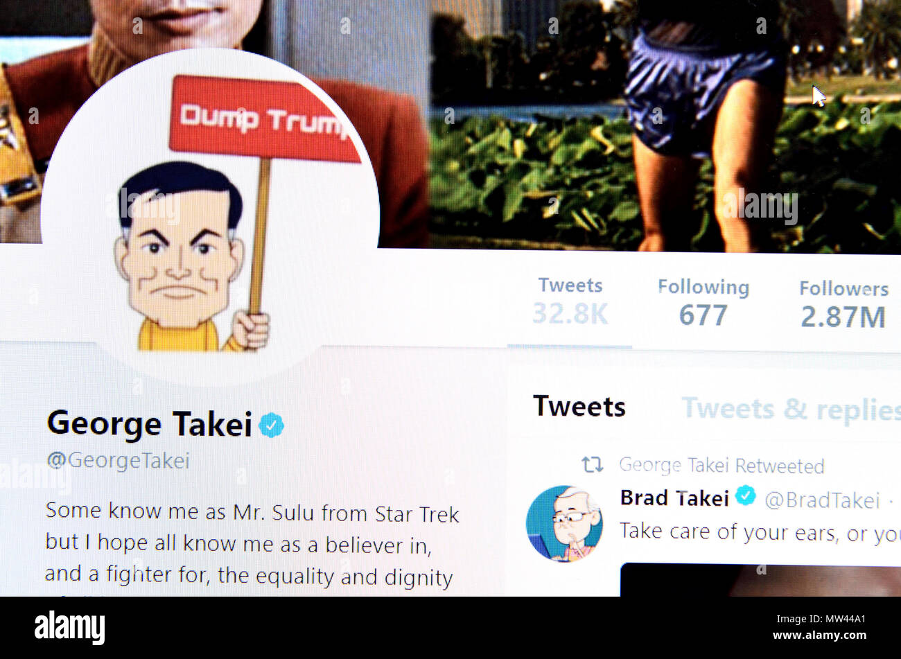 George Takei's Twitter page (2018) Stock Photo