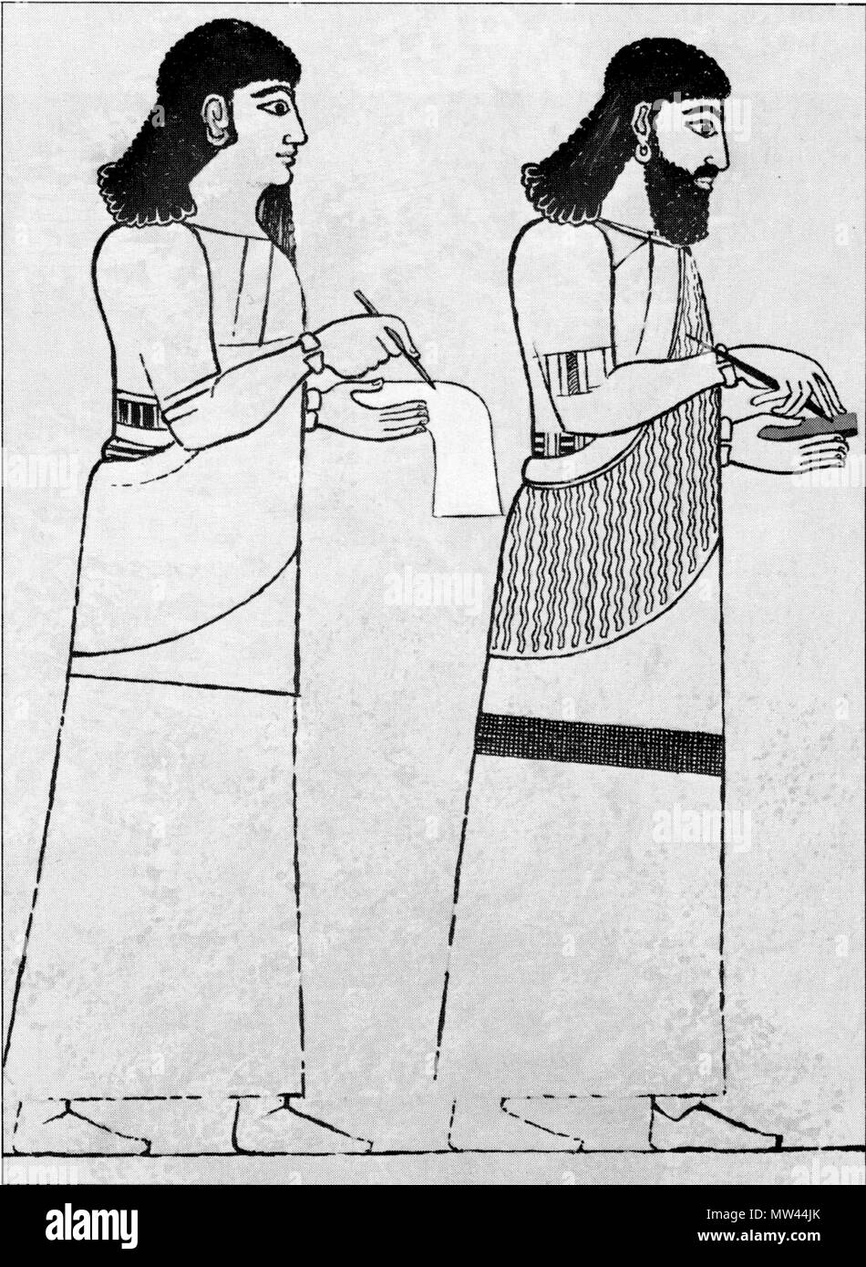 . English: Assyrian scribes. Svenska: Assyriska skrivare. B.C.. Unknown ...