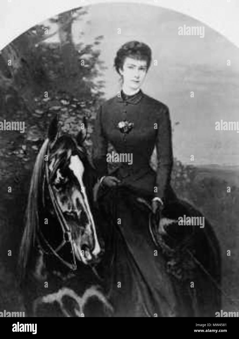 . English: Wilhelm Richter, 1898, Equestrian portrait of Empress Elisabeth . 23 February 2011. Wilhelm Richter (1824-1892) 183 Elisabeth on horseback Stock Photo