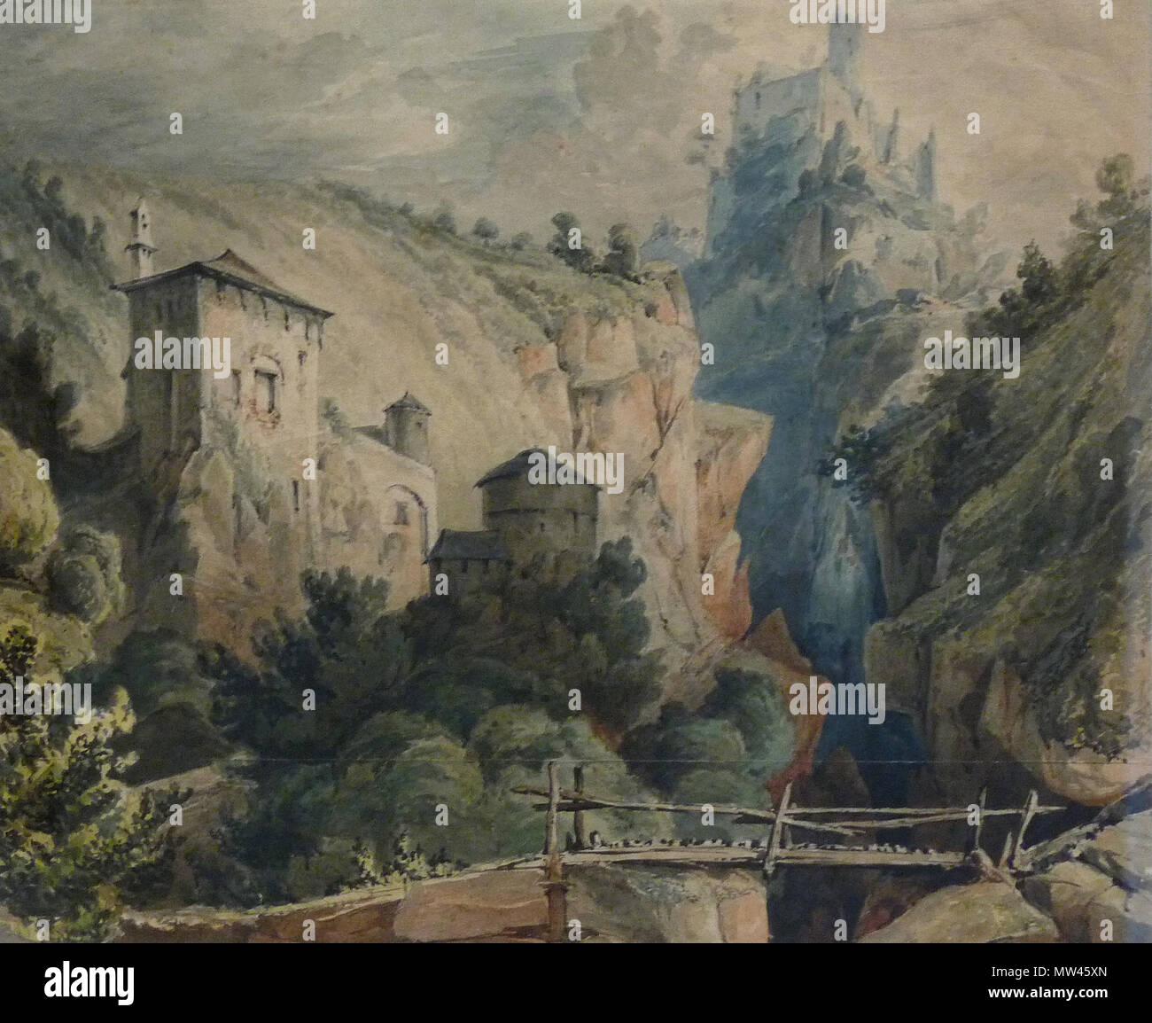 . Français Paysage du Tyrol, Johann Friedrich Helmsdorf, crayon