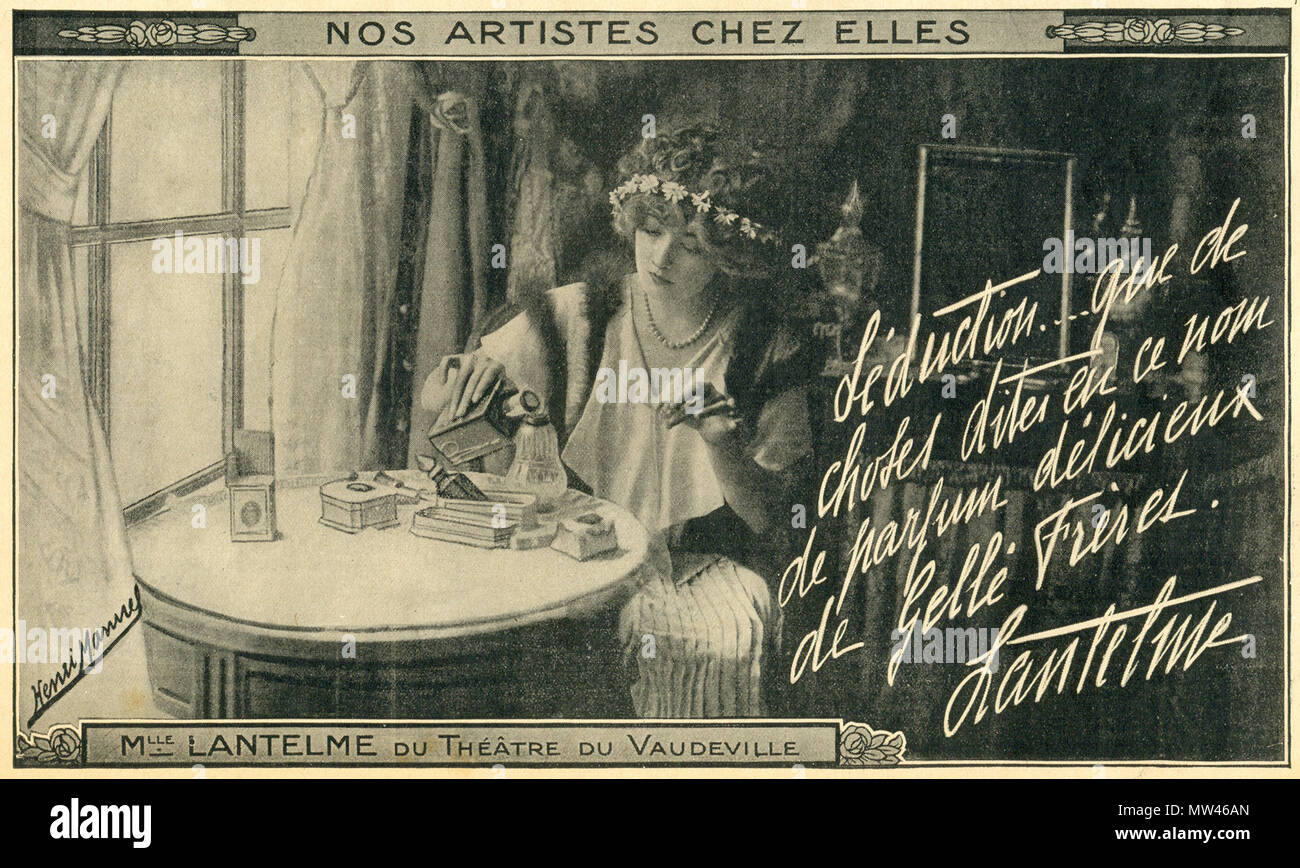 . English: alrededor de 1900 . 8 May 2011. verbinia 359 Lantelme-gelle-ads-1910-int Stock Photo