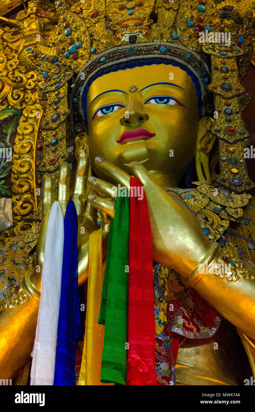 Buddha statue in temple at Boudhanath Stupa, Kathmandu, Nepal Stock Photo Alamy