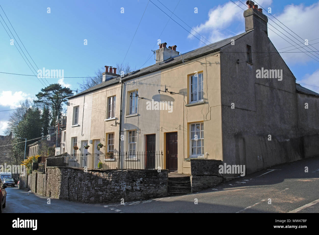 Traditional Welsh semi-detached houses in a residential neighbourhood. Stock Photo