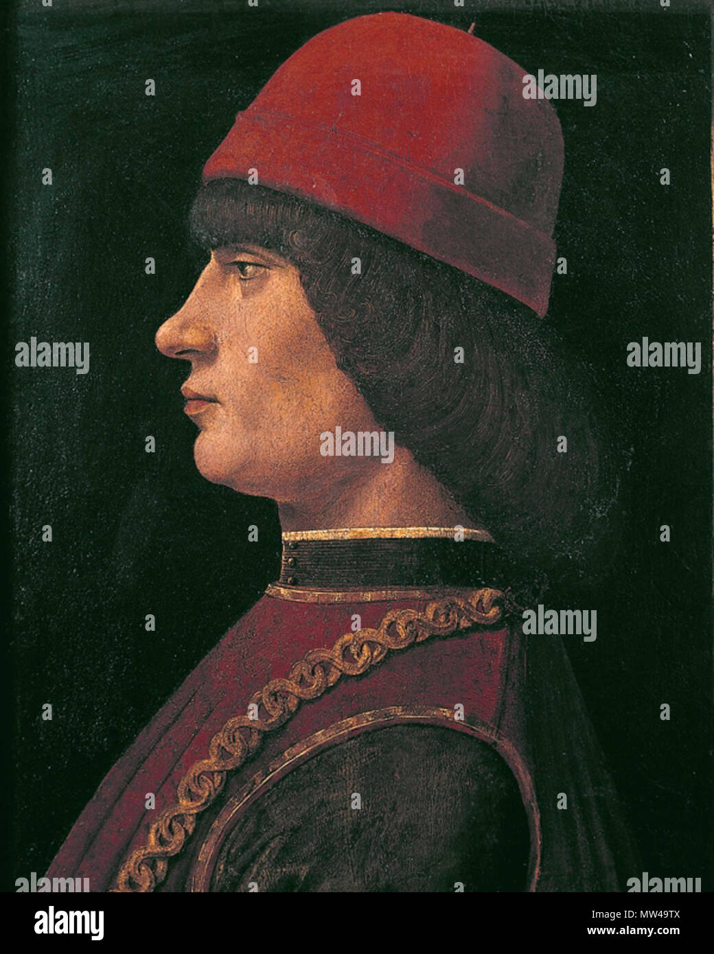 DEA-S-001117-6779 522 Ritratto di Giovanni Pico della Mirandola (XV secolo), olio su tela, particolare. Bergamo, Accademia Carrara Stock Photo