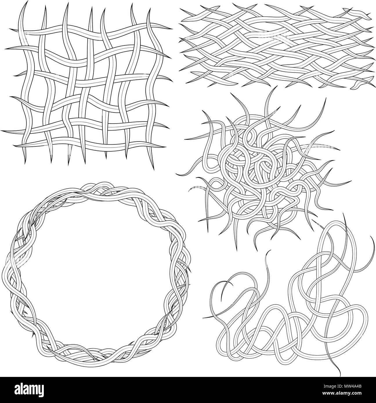 Set of editable vector woven worm design elements Stock Vector