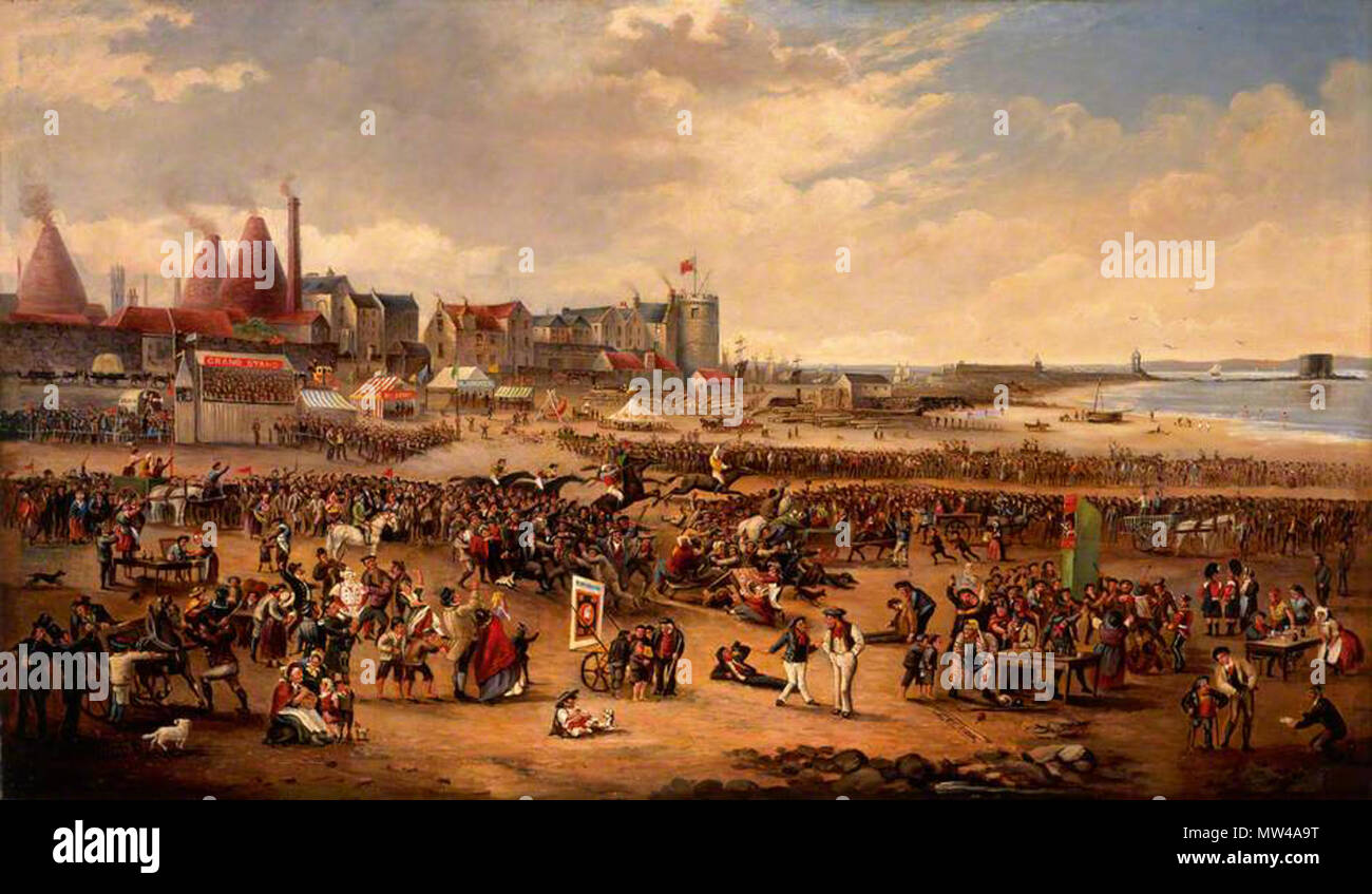 . English: Painting of the annual races in Leith, Edinburgh, Scotland . 18 January 2012, 13:06:04. William Thomas Reed 366 Leith Races by William Thomas Reed Stock Photo