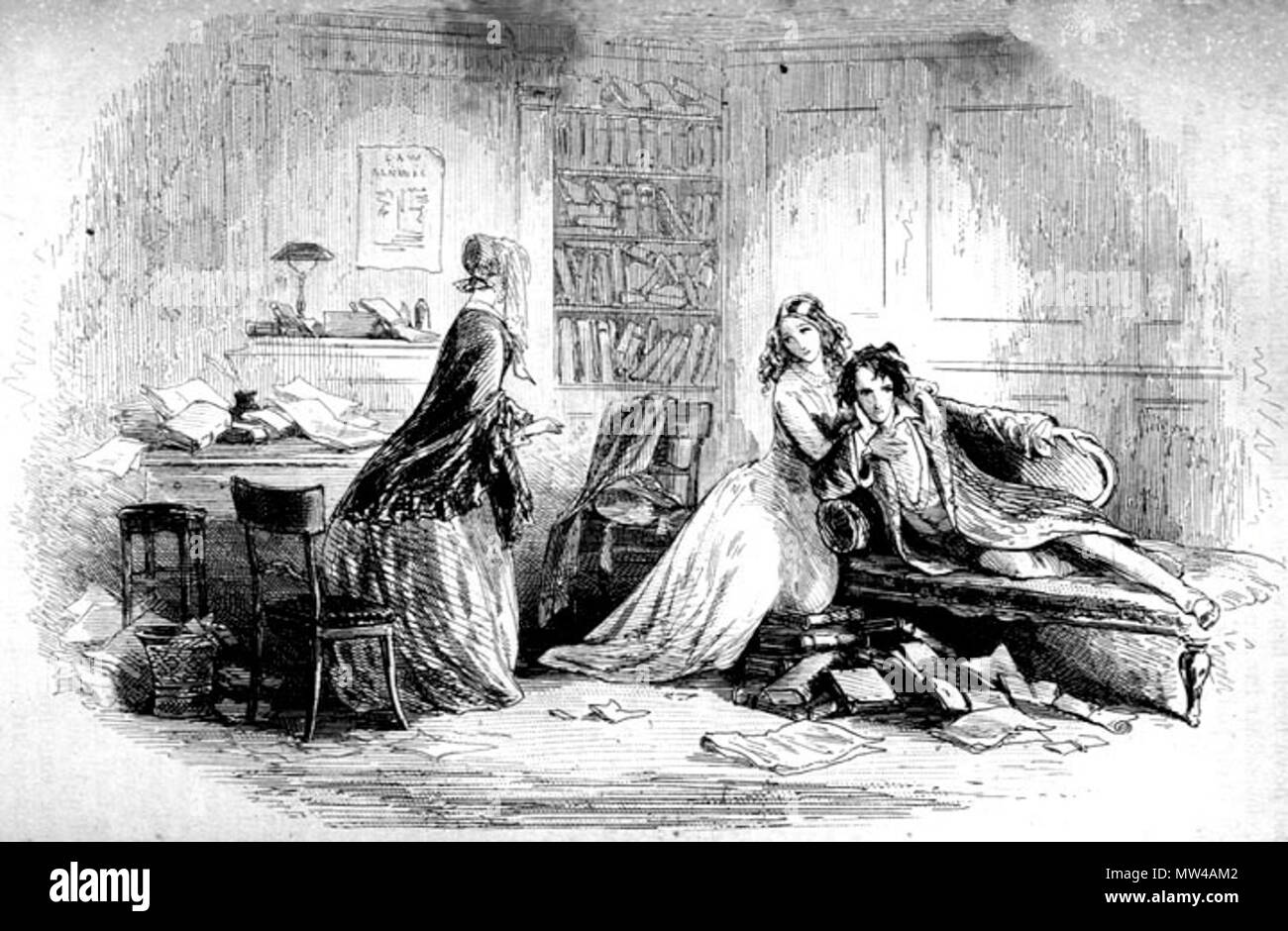 . English: Friendly Behaviour of Mr. Bucket by 'Phiz' (Hablot Knight Browne) for Bleak House, p. 493 (ch. 51, 'Enlightened'). 4 7/8 x 5 3/4 inches. 6 February 2012, 15:19:57. Hablot Knight Browne (Phiz) 190 Enlightened Stock Photo