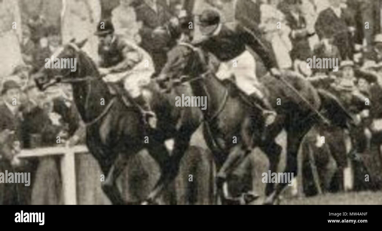 . English: Finish of 1903 Eclipse Stakes. Ard Patrick beats Sceptre. Contemporary photograph. Considerable re-touching. 12 February 2012. Unknown 176 EclipseStakes Stock Photo