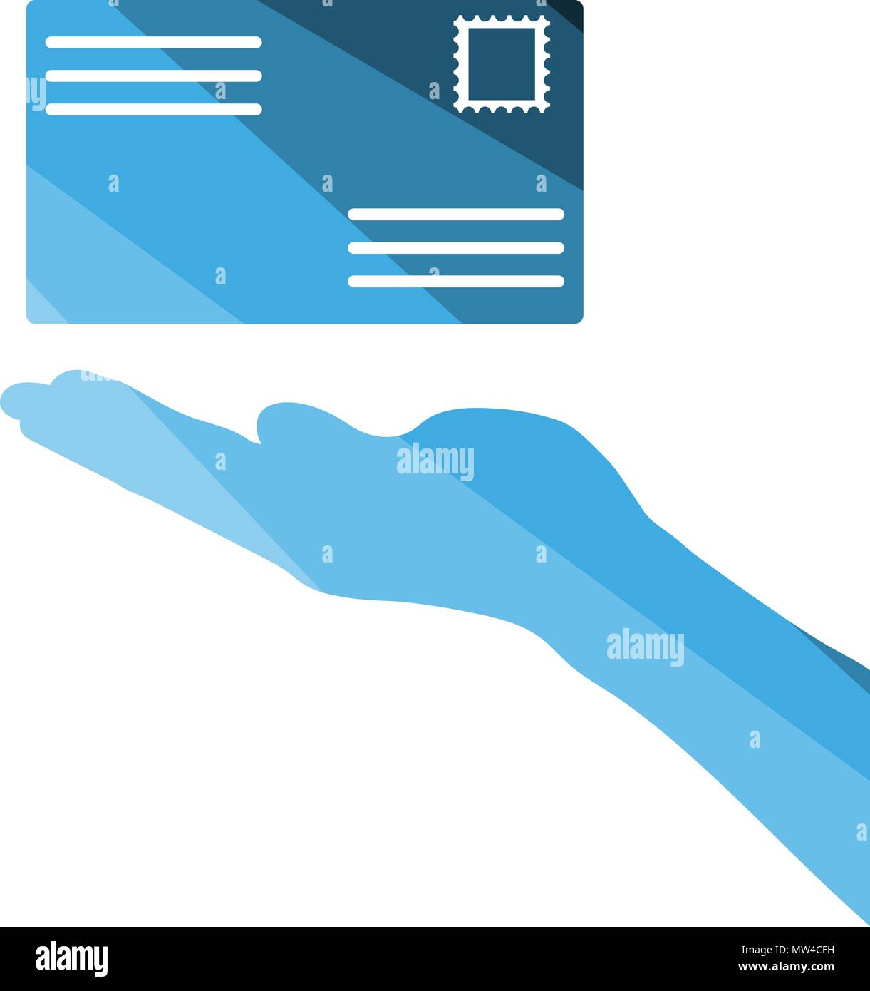 Hand holding letter icon. Flat color design. Vector illustration Stock ...