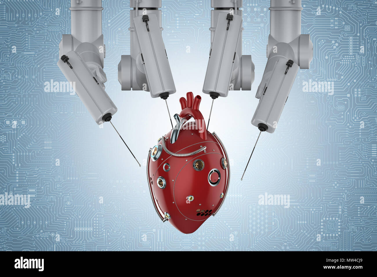 3d rendering robot surgery machine with robotic heart Stock Photo Alamy