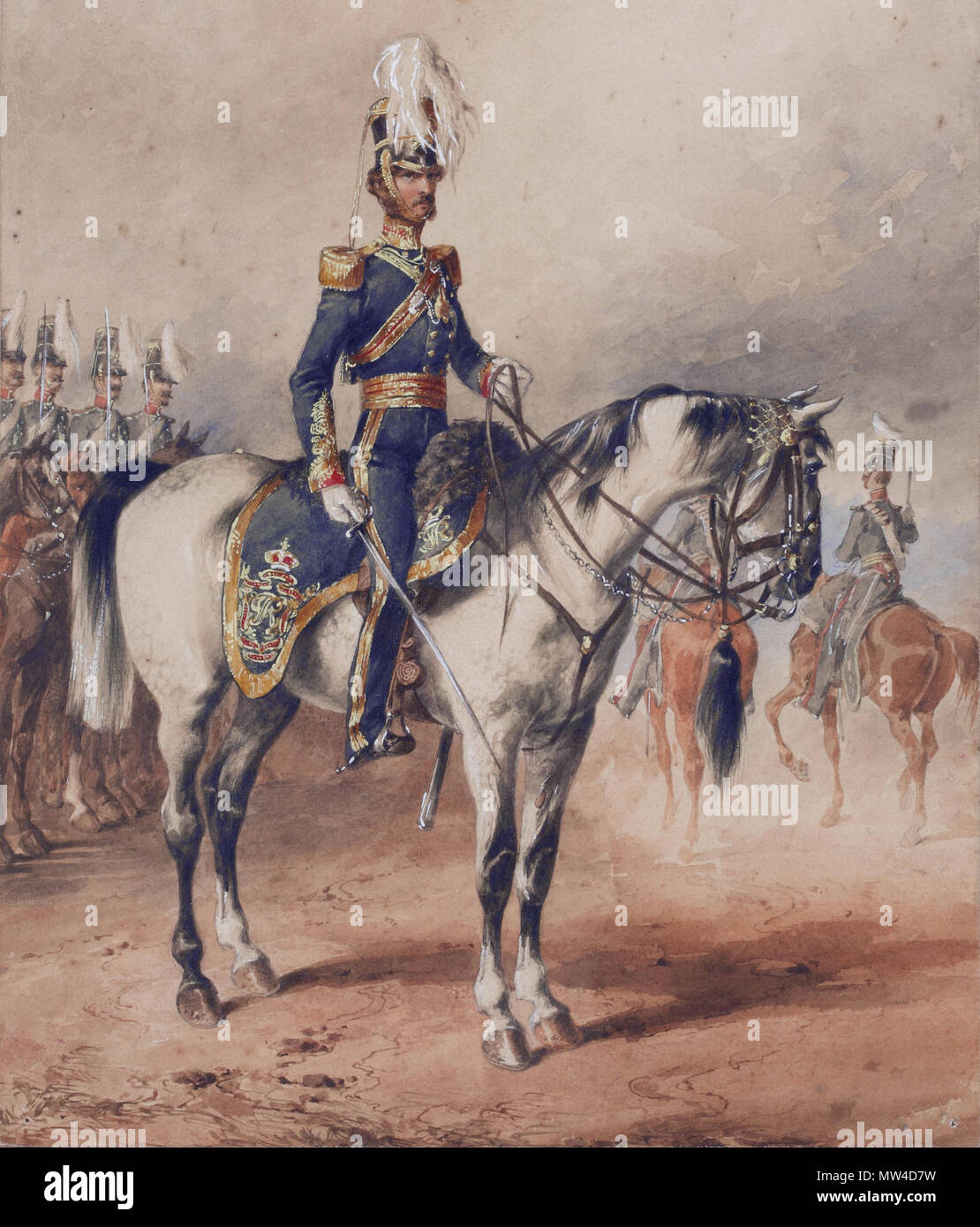 . English: Lieutenant-Colonel Lord George Augustus Frederick Paget 4th (Queen's Own) Light Dragoons, Dublin 1850 watercolour 33.5 x 25.5cm 1850  . 1850. Michael Angelo Hayes (1820-1877) 371 Lieutenant-Colonel Lord George Augustus Frederick Paget 4th (Queen's Own) Light Dragoons, Dublin 1850, by Michael Angelo Hayes (1820-1877) Stock Photo