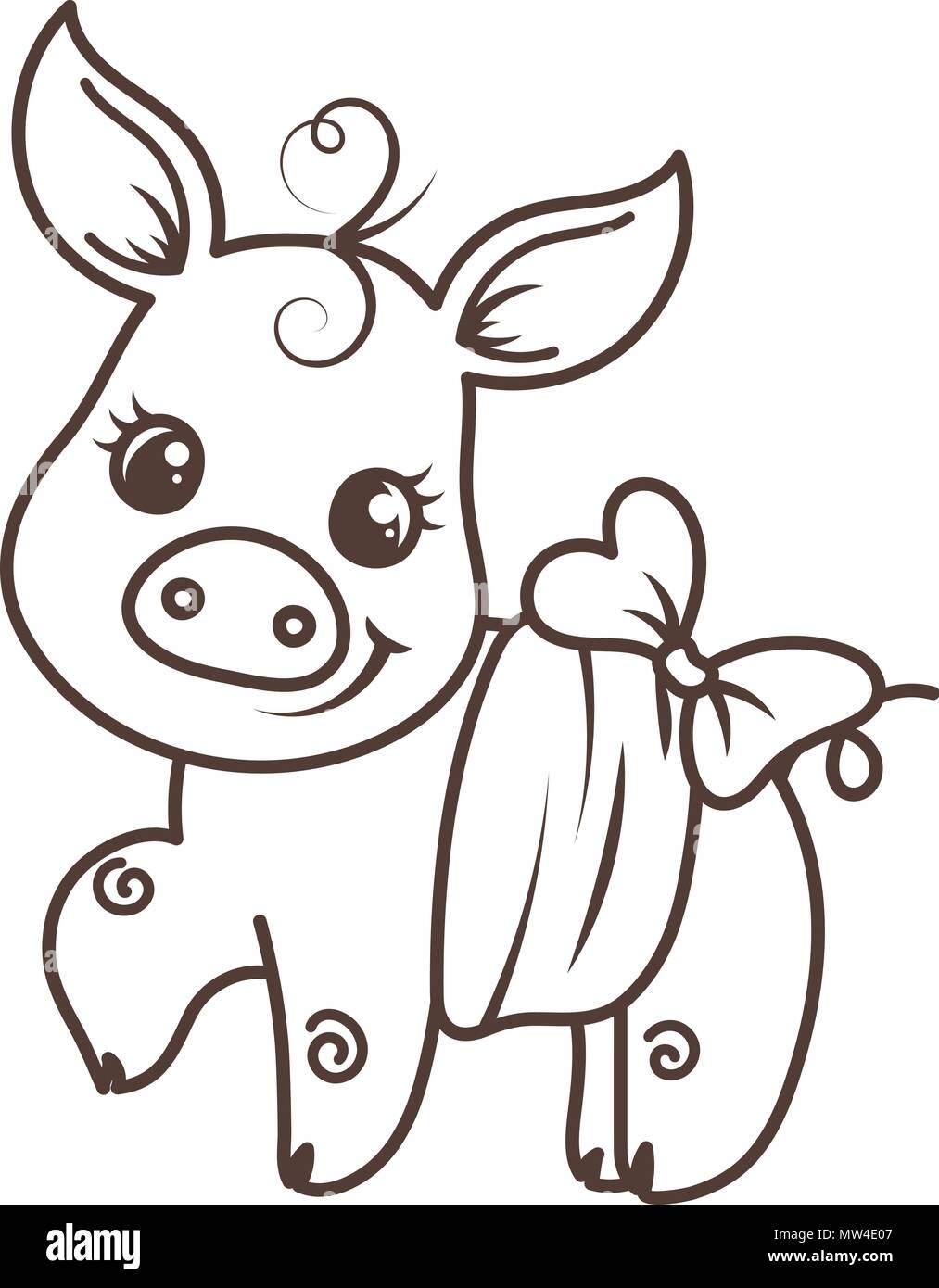 Baby Pig Clipart Black And White