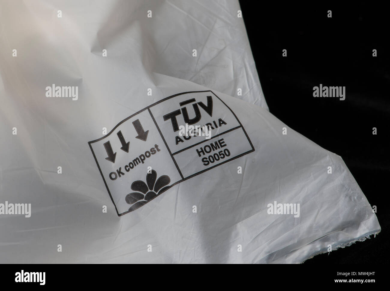 Recyclable plastic bag made from potato starch Stock Photo Alamy