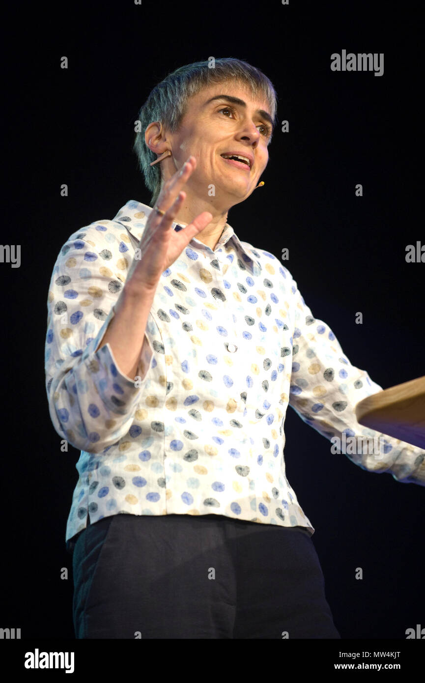 Dame Ottoline Leyser DBE FRS British plant biologist & Professor of Plant Development at University of Cambridge also director of the Sainsbury Laboratory, Cambridge speaking on stage at Hay Festival 2018 Hay-on-Wye Powys Wales UK Stock Photo