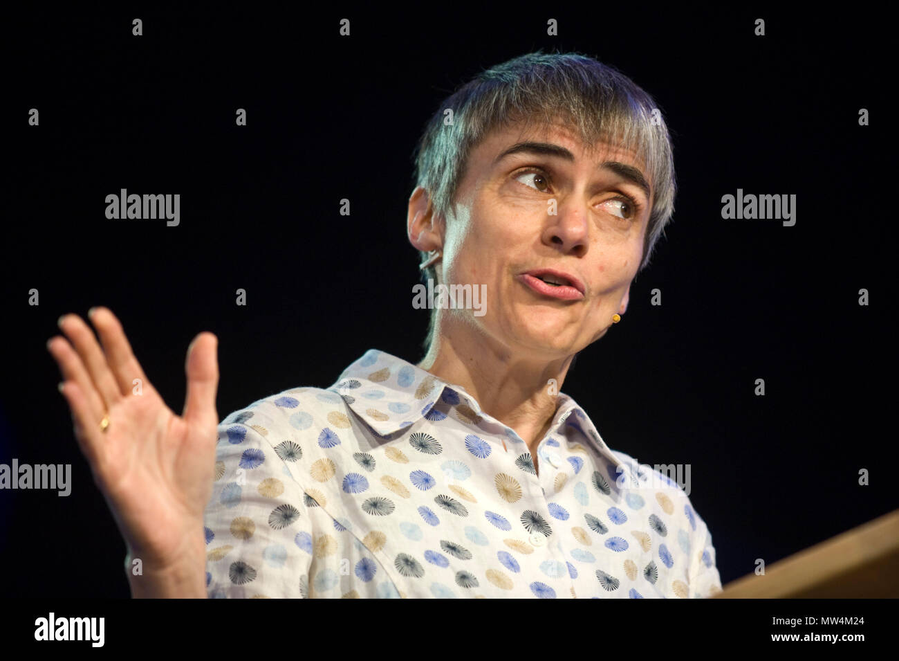 Dame Ottoline Leyser DBE FRS British plant biologist & Professor of Plant Development at University of Cambridge also director of the Sainsbury Laboratory, Cambridge speaking on stage at Hay Festival 2018 Hay-on-Wye Powys Wales UK Stock Photo