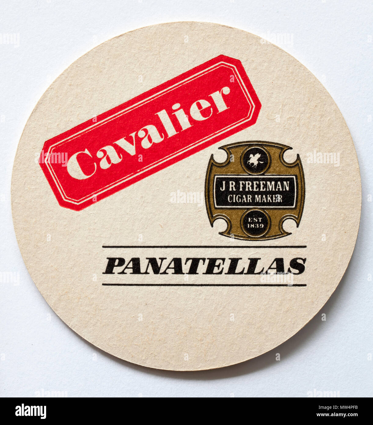 Old Vintage British Beer Mat Advertising Cavalier Panatella Cigars Stock Photo