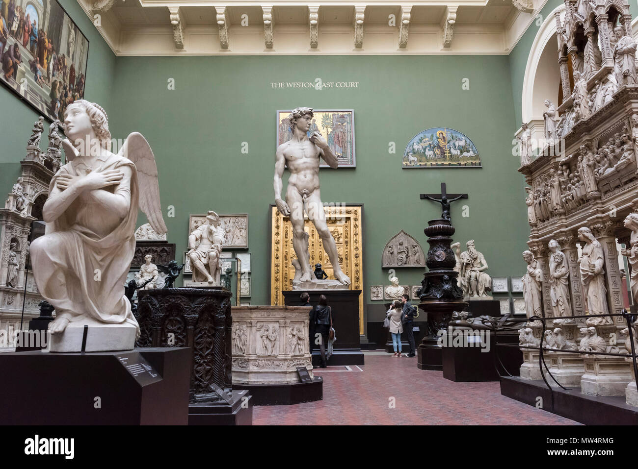 London. England. V&A Victoria and Albert Museum. The Weston Cast Court (Gallery 46b)  The Weston Cast Court (Gallery 46b) features over 60 of the V&A’ Stock Photo